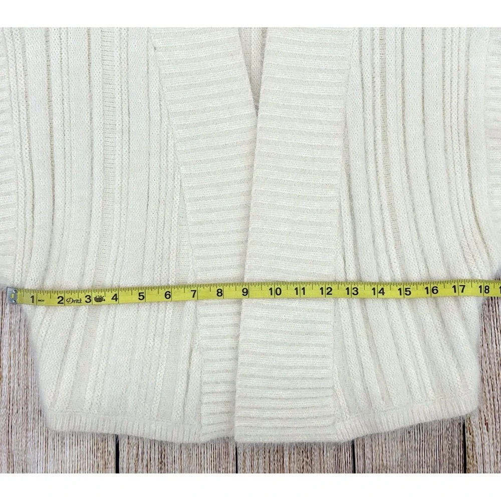 By Anthropologie Cream‎ Open Front Cocoon Cardigan M/L Fuzzy Soft Knit Sweater